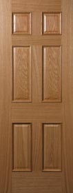 6 Panel Raised Mould White Oak Door